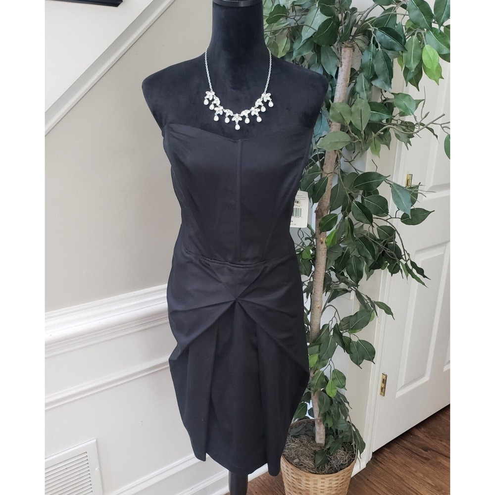 Trixxi Women's Black Solid Polyester Off The Shoulder‎ Knee Length Dress Size 24